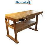 ACCUBIT RUBBER WOOD WORK BENCH C/W 2 CLAMP 1 DRAWER