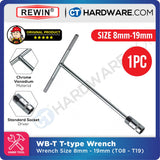 REWIN WBT T-TYPE WRENCH SIZE(MM): 8 / 9 / 10 / 11 / 12 / 13 / 14 / 15 / 16 / 17 / 18 / 19