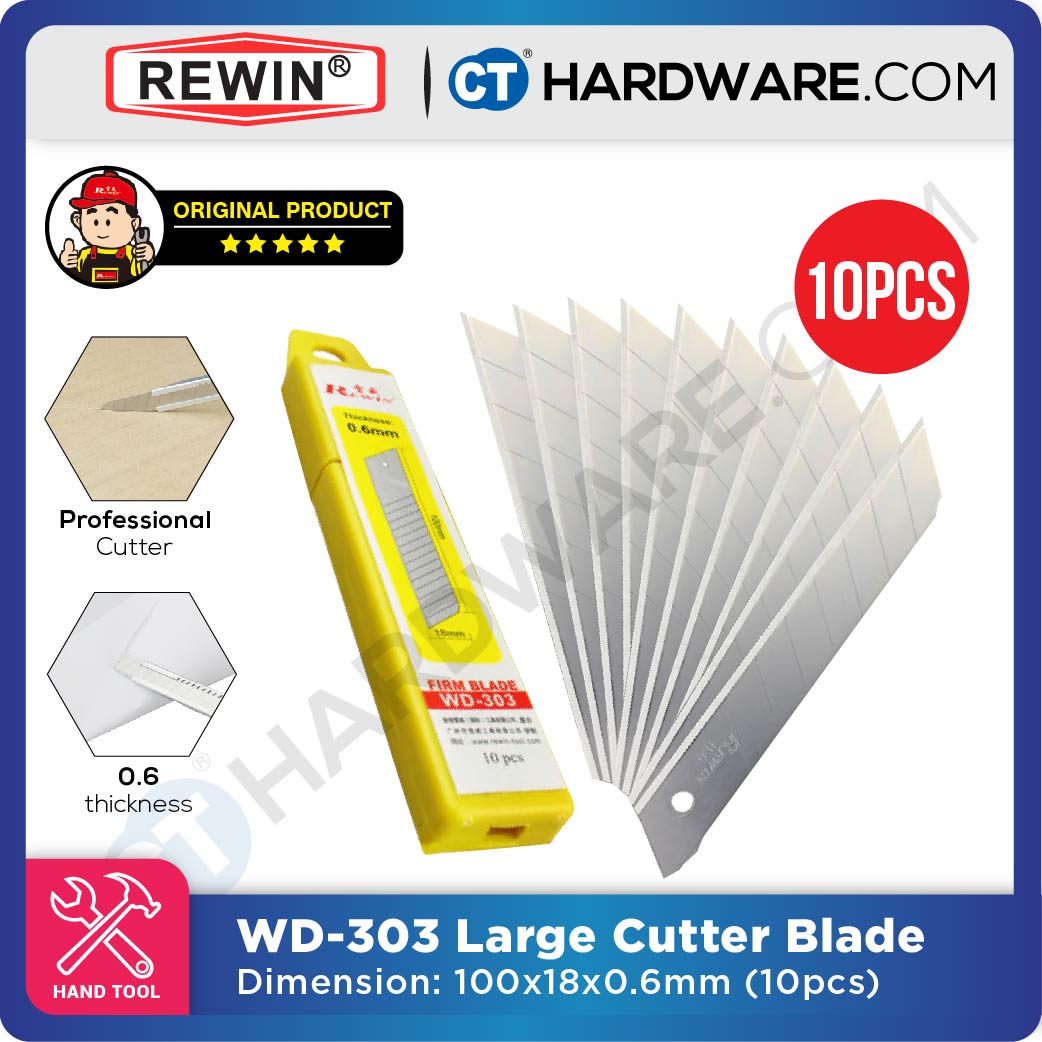 REWIN WD303 SK5 STEEL LARGE CUTTER BLADE  0.6MM THICKNESS 10PCS | BOXED HARDWARE TOOLS