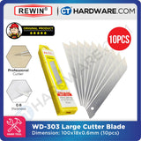 REWIN WD303 SK5 STEEL LARGE CUTTER BLADE  0.6MM THICKNESS 10PCS | BOXED HARDWARE TOOLS