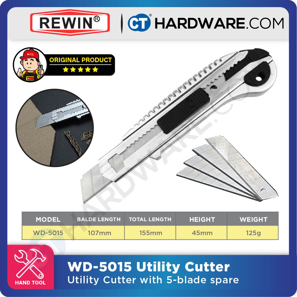 REWIN WD5015 UTILITY CUTTER / KNIFE RETRACTABLE RAZOR KNIFE