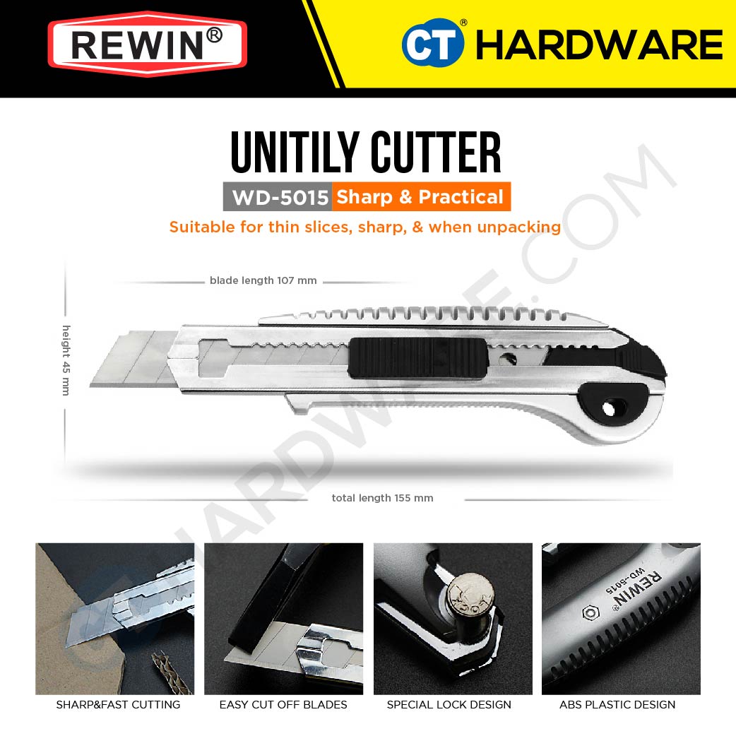 REWIN WD5015 UTILITY CUTTER / KNIFE RETRACTABLE RAZOR KNIFE