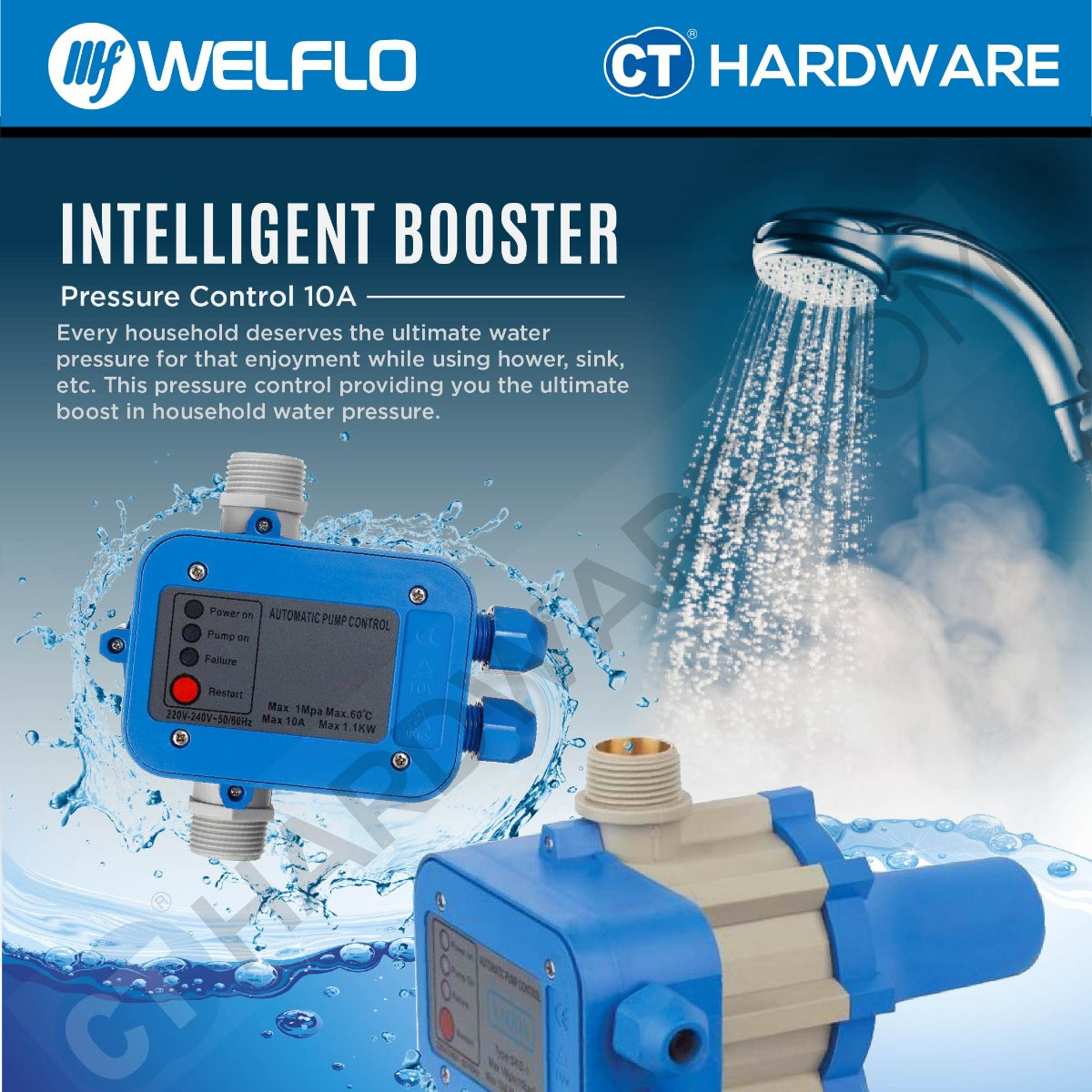WELFLO HYSK102 PRESSURE CONTROL 10A* ( OMRON RESISTOR ) FOR WATER PUMP