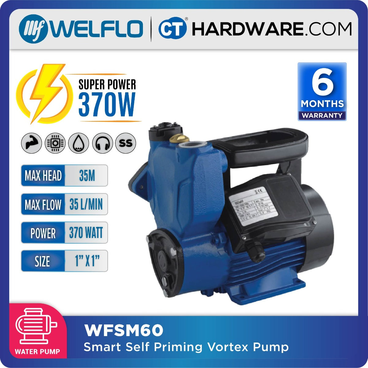 WELFLO WFSM60 SMART SELF-PRIMMING VORTEX PUMP [ BODY ONLY ]
