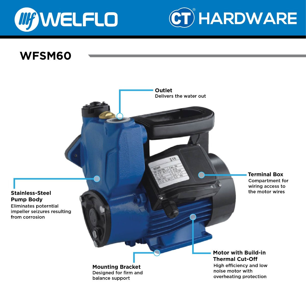 WELFLO WFSM60 SMART SELF-PRIMMING VORTEX PUMP [ BODY ONLY ]