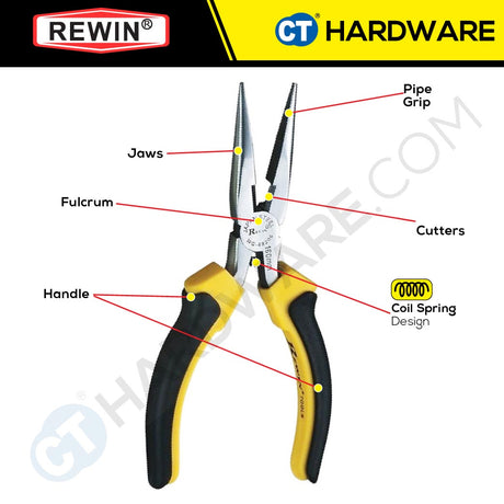 REWIN WG68206 LONG NOSE PLIER 6" / 150MM