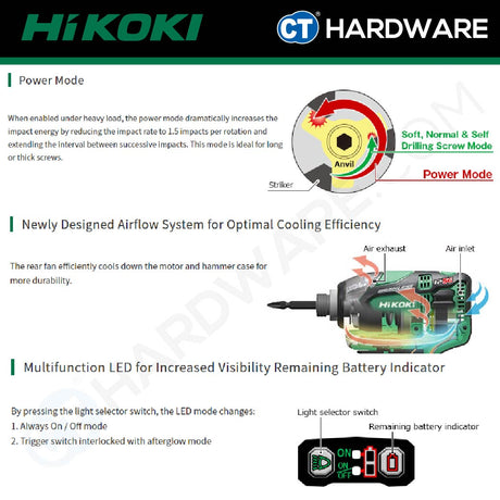 Hikoki WH18DBDL2 CORDLESS IMPACT DRIVER 18V | 207Nm COME WITH 2x 5.0Ah BATTERY & 1x CHARGER