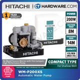 HITACHI WM-P200XS HITACHI AUTOMATIC WATER PUMP COMPACT TYPE - SHALLOW WELL 1" | 200W | 55L/M | 8M/S | 14M/H (SQUARE TYPE) [ WMP200XS ]