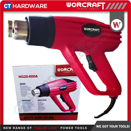 WORCRAFT HG20-600A CORDED HOT AIR GUN 2000W | 350/600C | 300L/MIN | 500L/MIN [ HG20600A ]