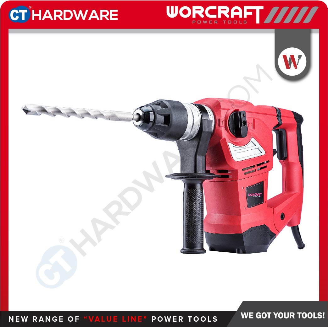 WORCRAFT RH18-38X CORDED ROTARY HAMMER 3-MODE | 1800W | 800RPM | SDS PLUS COME WITH ACCESSORIES ( RH1838X )