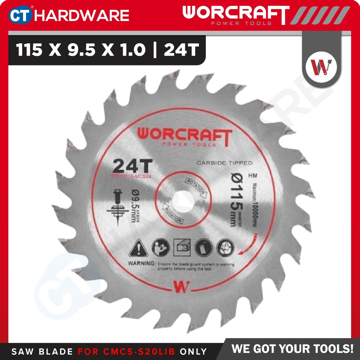 WORCRAFT Original Accessories TCT Saw Blade 115 X 9.5 X 1.0 X ( 24T / 36T ) For CMCSS20LiB Circular Saw [ WPI19115MCS ]