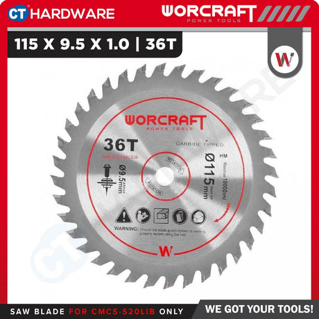 WORCRAFT Original Accessories TCT Saw Blade 115 X 9.5 X 1.0 X ( 24T / 36T ) For CMCSS20LiB Circular Saw [ WPI19115MCS ]