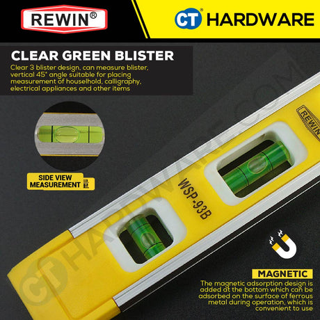 REWIN WSP-93B MAGNETIC MINI LEVEL SIZE 9" (230MM) - 1PC [ WSP93B ]