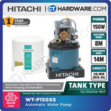 HITACHI WTP150XS AUTOMATIC WATER PUMP TANK TYPE FOR SHALLOW WELLS 1" | 150W | 46L/M | 8M/S | 14M/H (ROUND TYPE)