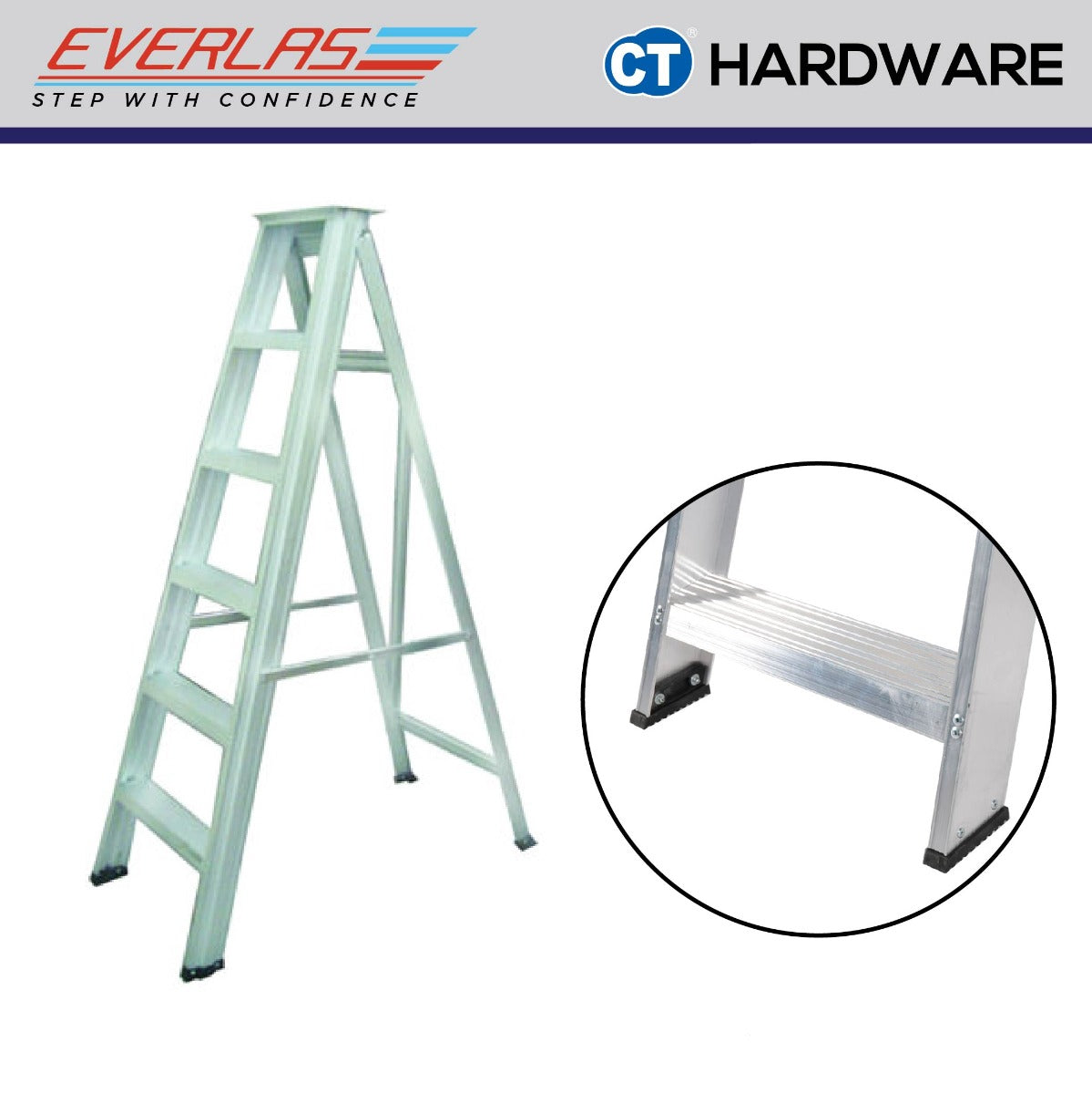 EVERLAS YSS SINGLE SIDED LADDER AVAILABLE STEP FROM 5 TO 12 STEPS FOR HOUSEHOLD APPLICATION