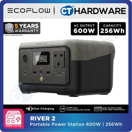 EcoFlow RIVER 2 Portable Power Station | 300W (Surge 600W) | 256Wh (80,000mAh)