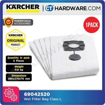 KARCHER 69042520 ORIGINAL WET FILTER BAG FOR NT 65/2 | NT 75/2 WET AND DRY VACUUM CLEANER [ 5 PIECES ]