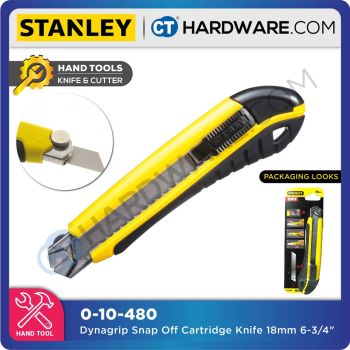 STANLEY 10480 DYNAGRIP SNAP OFF CARTRIDGE KNIFE 18MM 6-3/4" ( 0-10-480 )