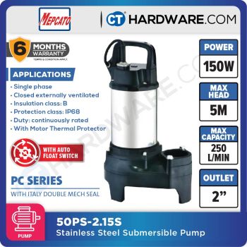 MEPCATO 50PS-2.15S Residential Pond Submersible Pump 150W