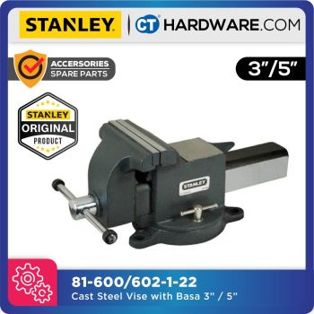 STANLEY 81600 / 81602 CAST STEEL BENCH VICE WITH BASE 3' / 5" DEPTH