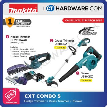 MAKITA CXT COMBO 5 FREE BATTERY 12V 2.0AH ( HEDGE TRIMMER + GRASS TRIMMER + BLOWER ) UNTIL 31/3/2023