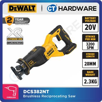 DEWALT DCS382NT CORDLESS BRUSHLESS RECIPROCATING SAW 20V 3200SPM WITHOUT BATTERY AND CHARGER ( BARE UNIT )