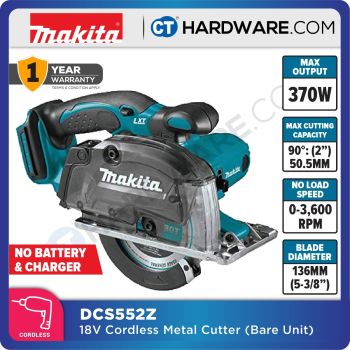 MAKITA DCS552Z CORDLESS METAL CUTTER 18V 136MM (5-3/8") 3600RPM WITHOUT BATTERY & CHARGER ( SOLO UNIT) BRUSHLESS MOTOR