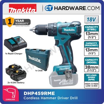 Makita DHP459RME 13mm (1/2″) – 18V Cordless Hammer Driver Drill