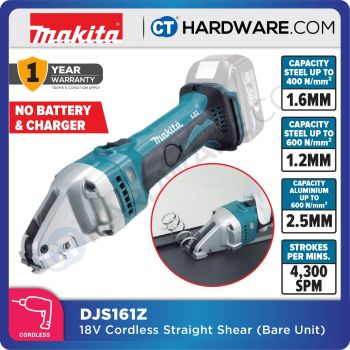  MAKITA DJS161Z 1.6MM CORDLESS STRAIGHT SHEAR WITHOUT Battery & Charger (LXT SERIES) 
