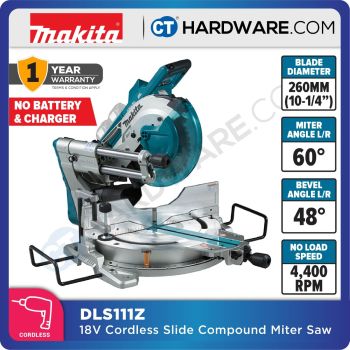 DLS111Z BRUSHLESS SLIDE COMPOUND MITRE SAW 18V X2 10-1/4" 4400RPM 25.4MM WITHOUT BATTERY & CHARGER ( SOLO )