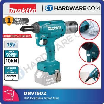 MAKITA DRV150 CORDLESS RIVERT GUN 18V 1" 25MM 10KN WITHOUT BATTERY & CHARGER ( SOLO ) BRUSHLESS MOTOR / XPT 