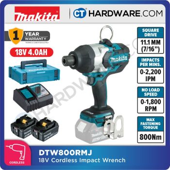 MAKITA DTW800RFJ 11.1MM (7/16'') CORDLESS IMPACT WRENCH WITH BRUSHLESS MOTOR (LXT SERIES) 