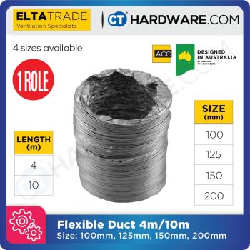 ELTA TRADE FLEXIBLE DUCT (4", 5", 6" 8") WITH LENGTH OF 4 METER / 10 METER