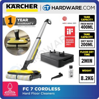 KARCHER FC 7 CORDLESS HARD FLOOR CLEANER DIRTY TANK 200ML | FRESH TANK 400ML [ FC7 ] [ CNY SUPER DEALS ]