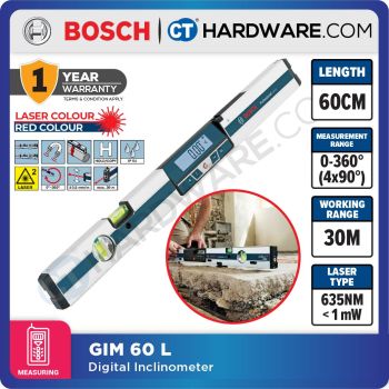 BOSCH GIM 60 L PROFESSIONAL DIGITAL INCLINOMETER 60 cm | 0 – 360° (4 x 90°) [ GIM60L ]