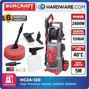 WORCRAFT HC24-120 HIGH PRESSURE CLEANER  2400W | 120BAR | 6.5L/MIN [ HC24120 ]