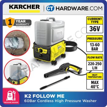 KARCHER K2 Follow Me Cordless High Pressure Washer 60Bar