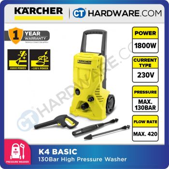 KARCHER K4BASIC HIGH PRESSURE WASHER + WD3SV VACUUM CLEANER COMBO