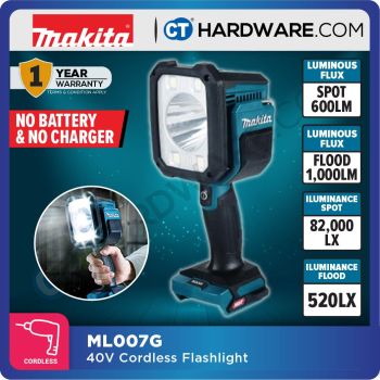 MAKITA ML007G CORDLESS FLASHLIGHT 40V | 1250LM WITHOUT BATTERY & CHARGER (TWAML007G)