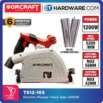 WORCRAFT TS12-165 CORDED PLUNGE TRACK SAW 165 MM | 1200W | 6000RPM COME WITH GUIDE RAIL [ TS12165 ]