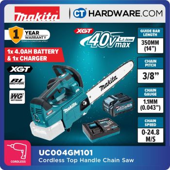 MAKITA UC004 GM101/ GZ CORDLESS CHAIN SAW 40V 14"  350MM COME WITH 1 BATTERY 4.0AH & 1 FAST CHARGER