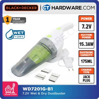 BLACK & DECKER  WD7201 CORDLESS 7.2V WET & DRY HAND VACUUM