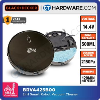 BLACK & DECKER BRVA425B00 2-IN-1 ROBOTIC VACUUM & MOP | 14.4V | 2150PA | 500ML DUSTBIN | 300ML WATER TANK