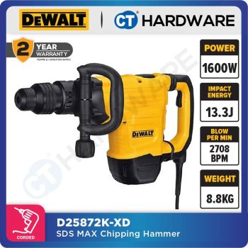 DEWALT D25872K SDS MAX DEMOLITION HAMMER 8KG 1600W 1350-2708BPM MAX 15.7J
