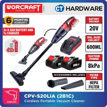 WORCRAFT CPVC-S20LiA CORDLESS PORTABLE VACUUM CLEANER 20V | 8KPA | DRY | 600ML [ CPVCS20LIA ] [ ONE FOR ALL ]