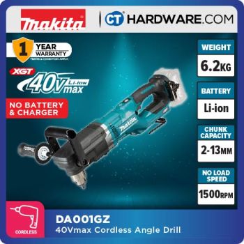 MAKITA DA001GZ CORDLESS ANGLE DRILL 40V 400-1500RPM WITHOUT BATTERY & CHARGER