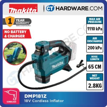 MAKITA DMP181Z CORDLESS INFLATOR 18V 1110KPA 7L/MIN WITHOUT BATTERY & CHARGER