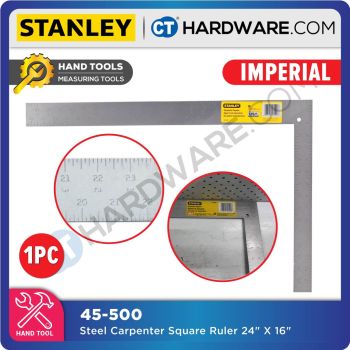 STANLEY 45-500 STEEL CARPENTER SQUARE RULER 24" X 16" (IMPERIAL) 45500