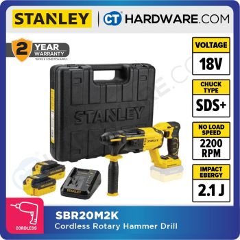 STANLEY SBR20M2K CORDLESS ROTARY HAMMER DRILL 18V | 2200RPM COME WITH 2x 4.0AH BATTERY & 1x CHARGER