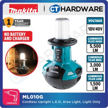 MAKITA ML010G CORDLESS AREA WORKLIGHT 18V/ 40V | HIGH 5500LM | MEDIUM 3000LM | LOW 1500LM WITHOUT BATTERY AND CHARGER